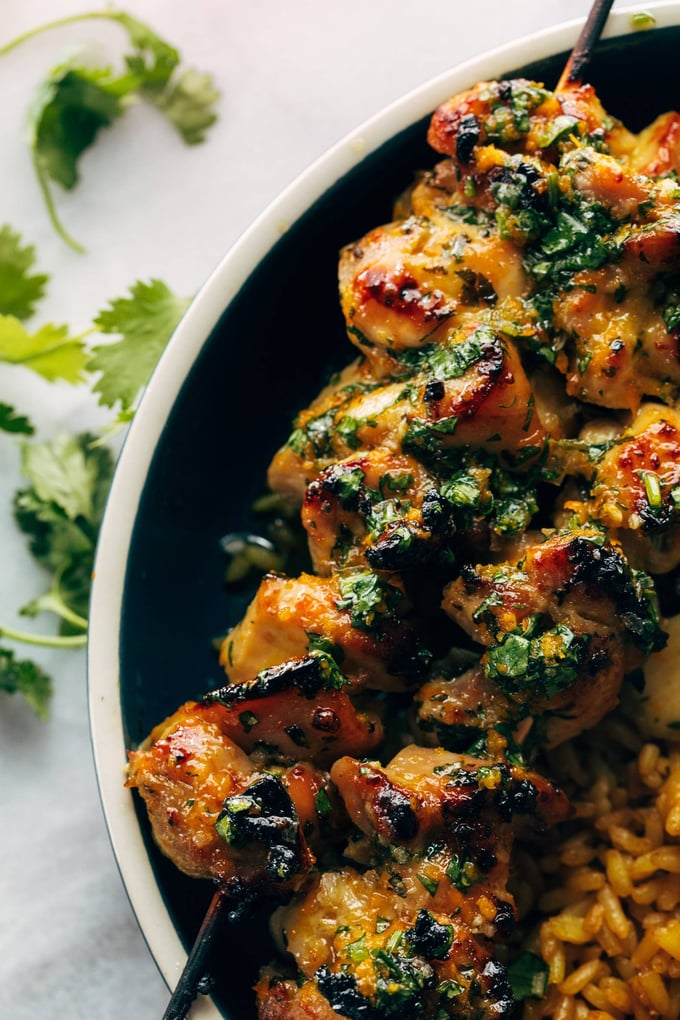 Cilantro Orange Chicken with Rice and Beans