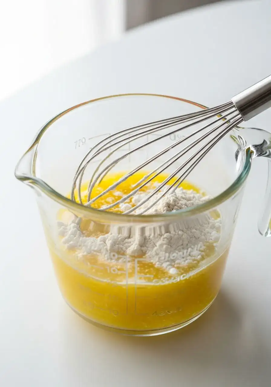 Microwave roux made with butter and flour for crockpot mushroom and wild rice soup