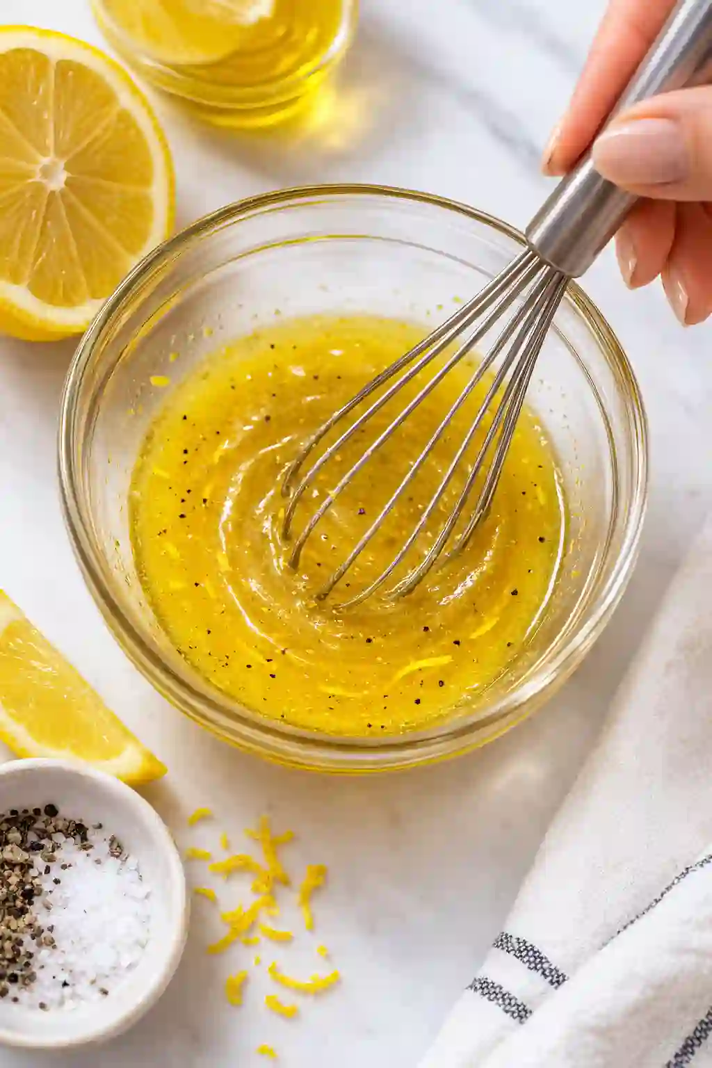 jennifer-aniston-salad-lemon-dressing._compressed (1) whisking lemon vinaigrette dressing for Jennifer Aniston salad